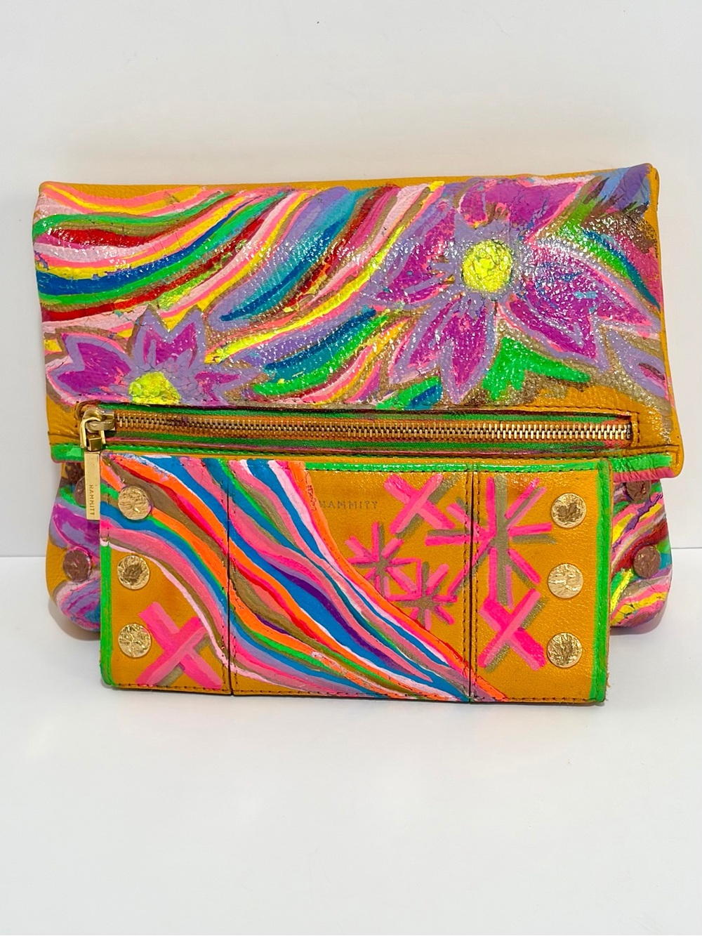 Hammitt Hand-Painted VIP Med. Crossbody In Tangerine W/110 North Wallet !!2PCS!!